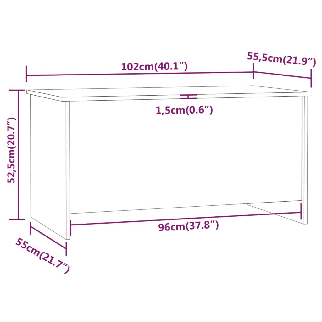 Stolić za kavu crni 102 x 55,5 x 52,5 cm od konstruiranog drva