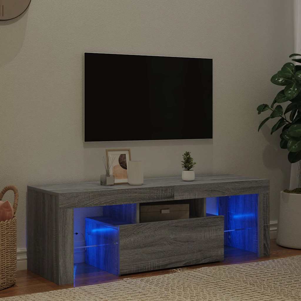 TV ormarić s LED svjetlima boja hrasta sonome 120 x 35 x 40 cm Siva
