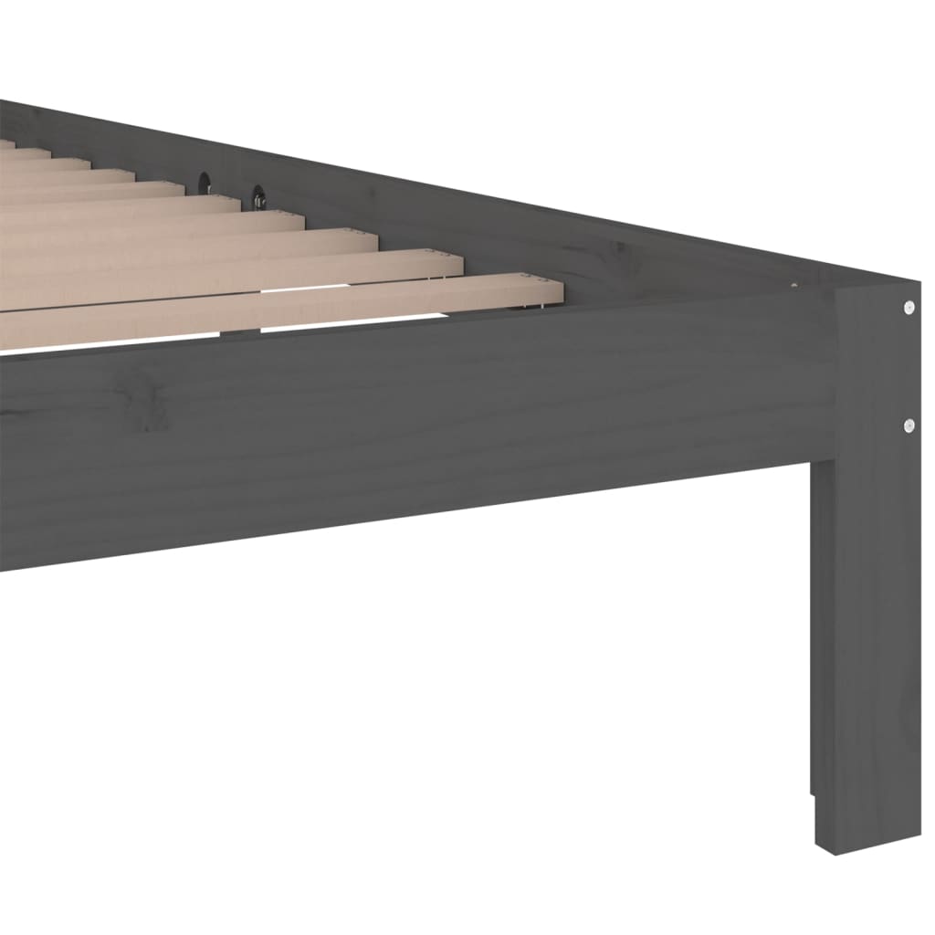 Okvir za krevet od masivnog drva sivi 150 x 200 cm veliki