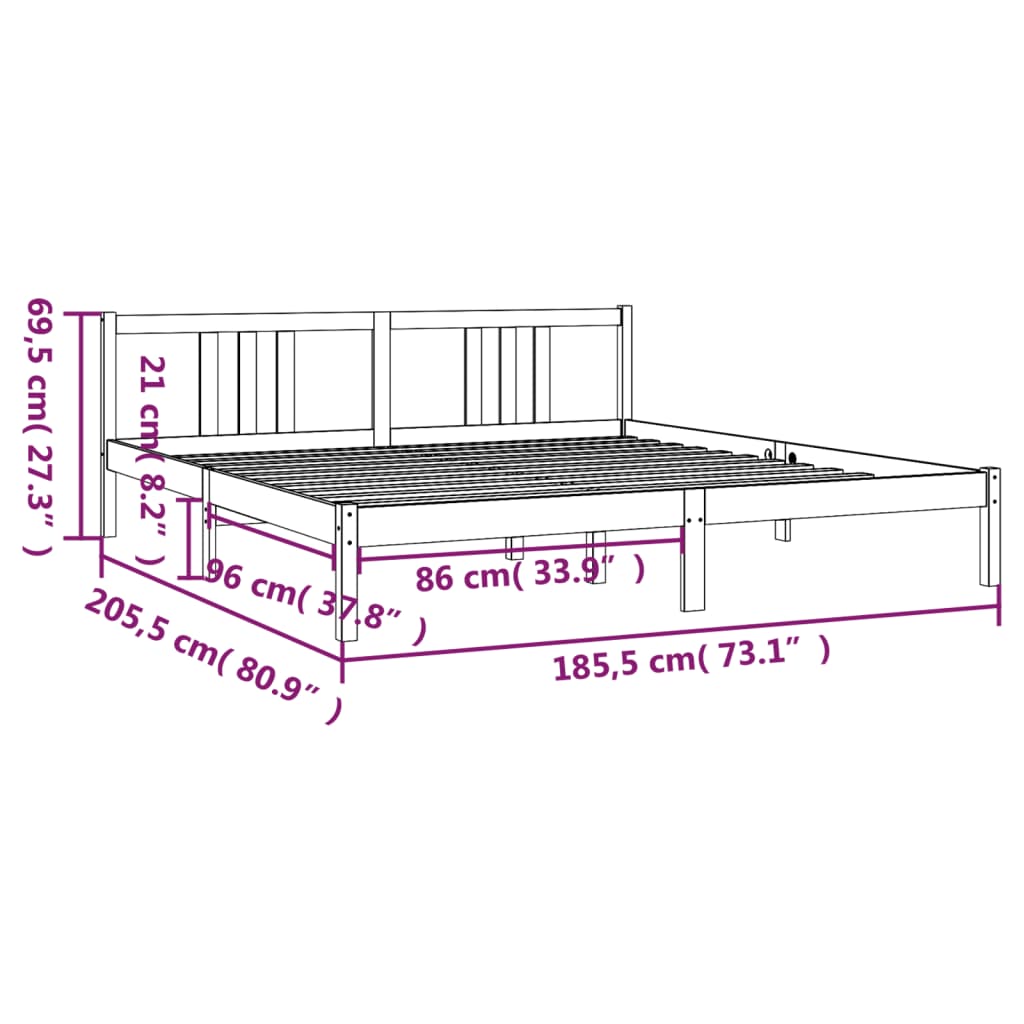 Okvir za krevet od masivnog drva 180 x 200 cm veliki bračni