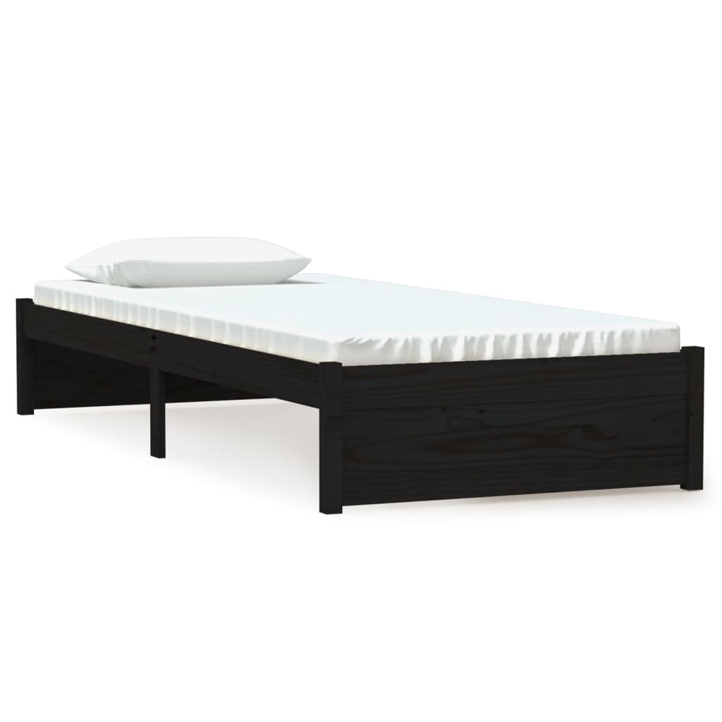 Okvir za krevet od masivnog drva crni 75 x 190 cm mali
