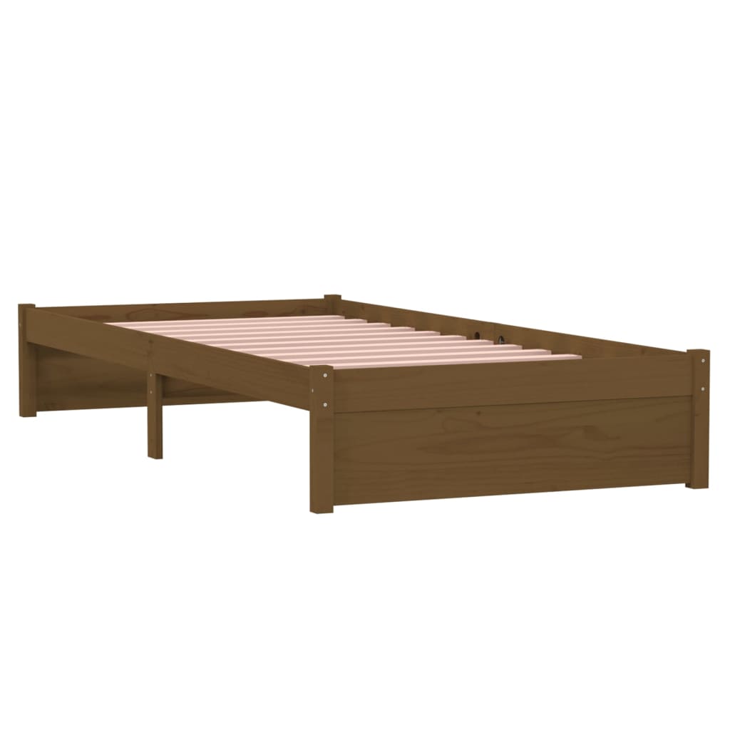 Okvir za krevet boja meda od masivnog drva 90 x 190 cm mali