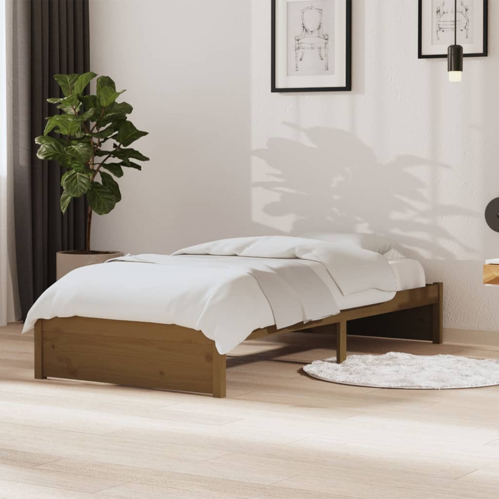 Okvir za krevet boja meda od masivnog drva 90 x 190 cm mali