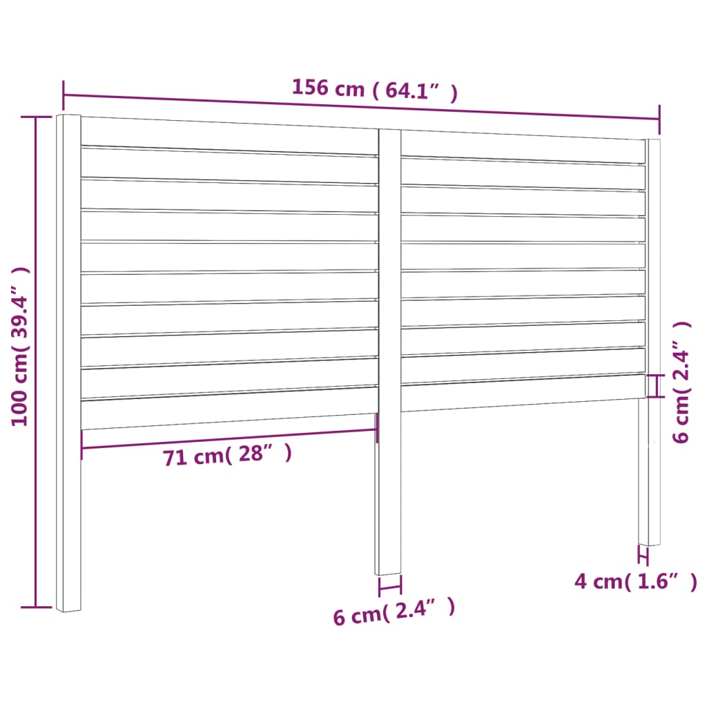 Uzglavlje za krevet 156 x 4 x 100 cm od masivne borovine