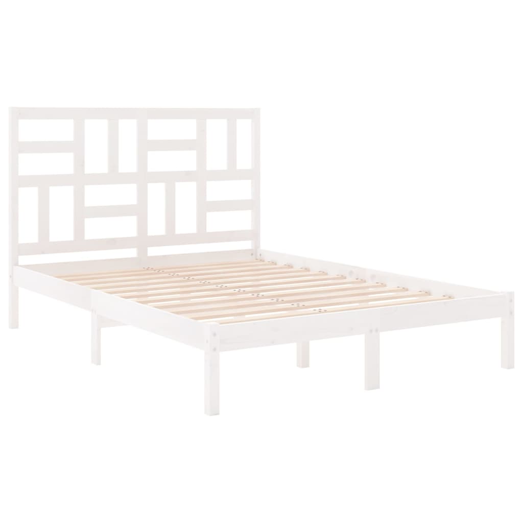 Okvir za krevet od masivne borovine bijeli 140 x 190 cm