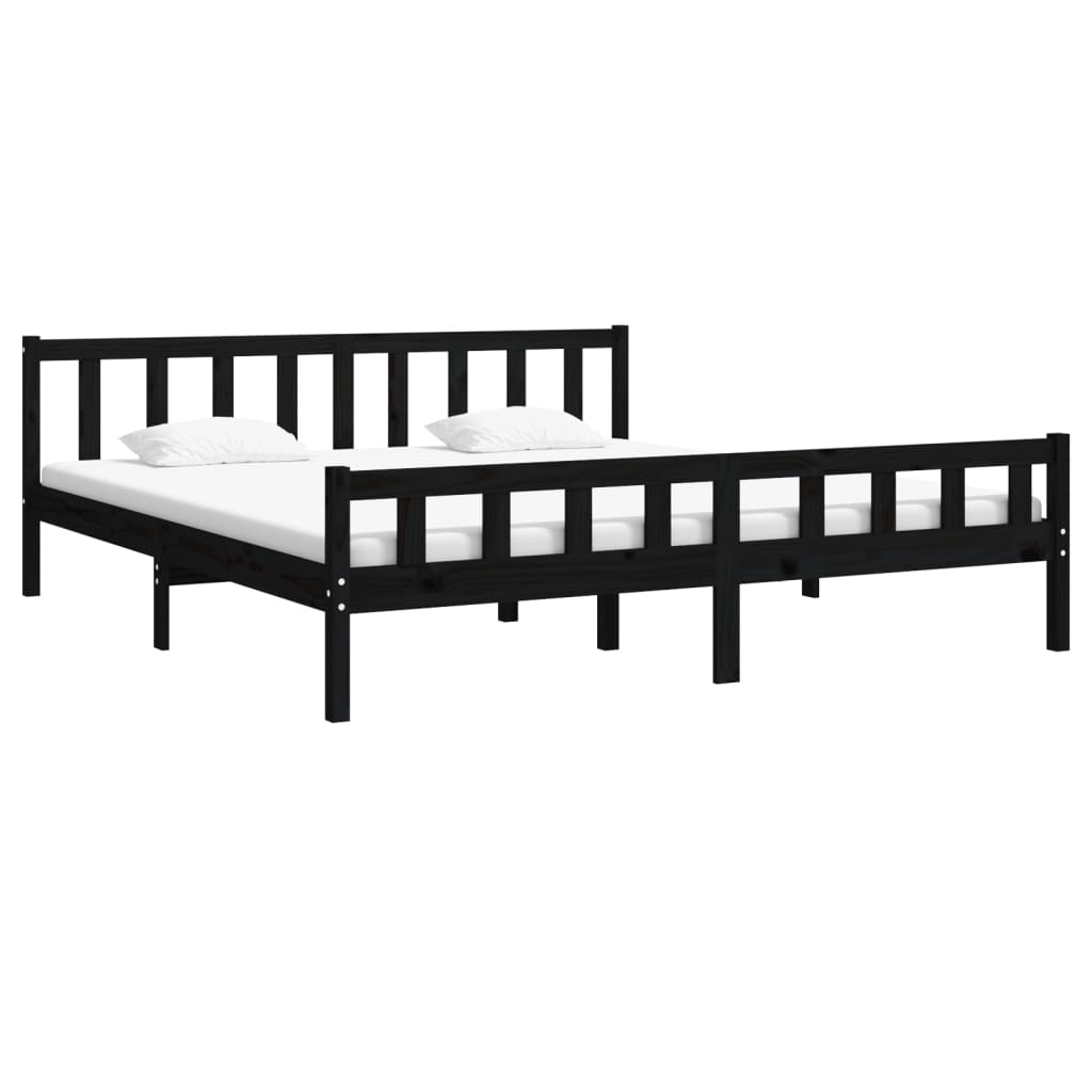 Okvir za krevet od masivnog drva crni 160 x 200 cm