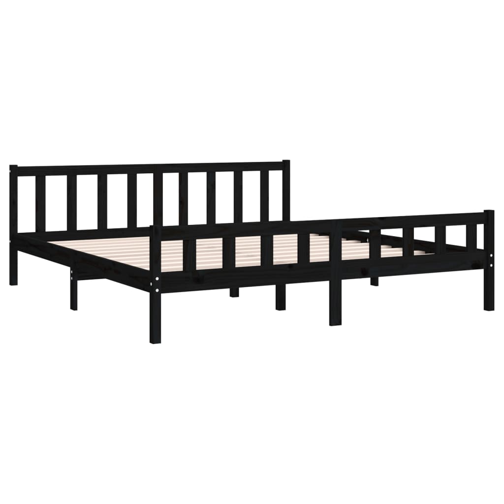Okvir za krevet od masivnog drva crni 160 x 200 cm