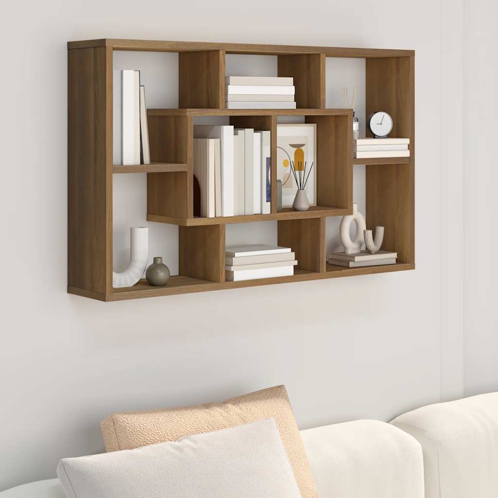 Zidna polica boja smeđeg hrasta 85x16x52,5 cm konstruirano drvo