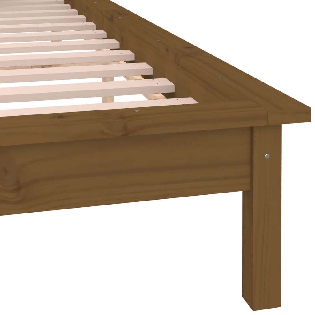 LED okvir za krevet smeđa boja meda 140 x 190 cm masivno drva