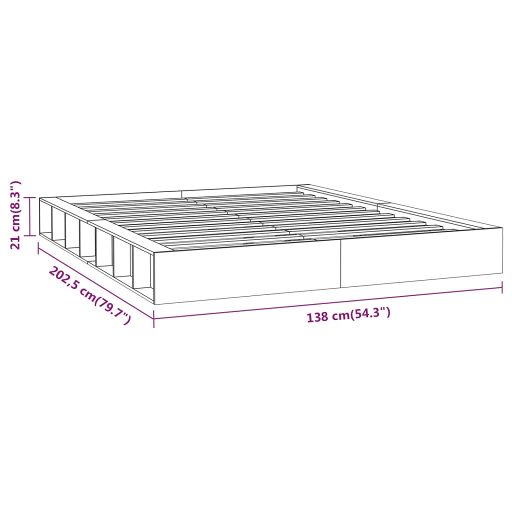 Okvir za krevet bijeli 120 x 200 cm od masivnog drva