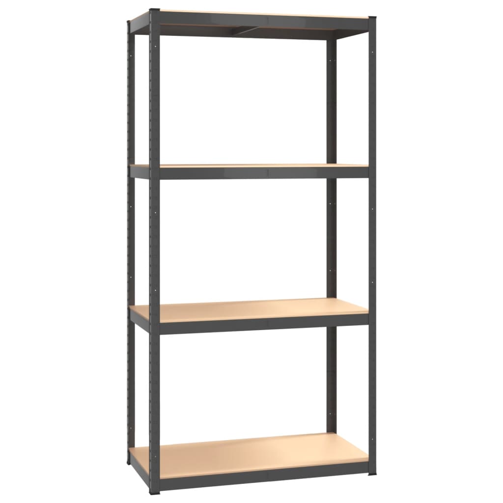 Polica za pohranu s 4 razine čelik i konstruirano drvo antracit