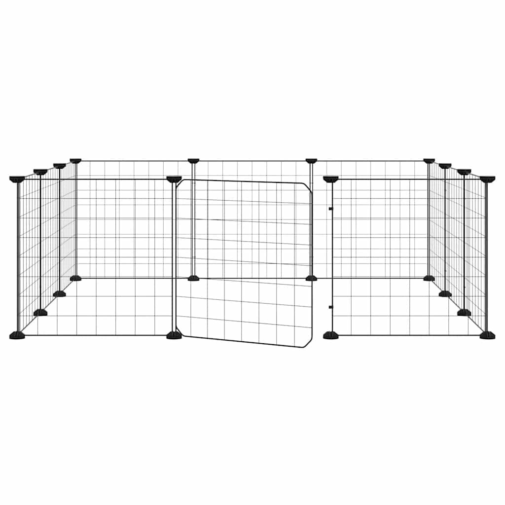 Kavez za kućne ljubimce s 12 panela i vratima crni 35x35 cm čelik