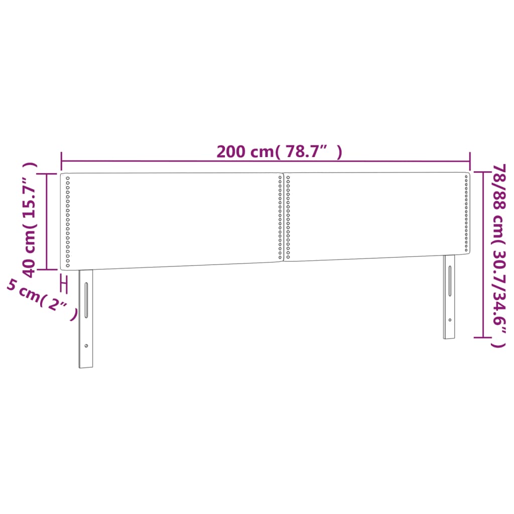 Uzglavlja crna 200x5x78/88 cm od umjetne kože