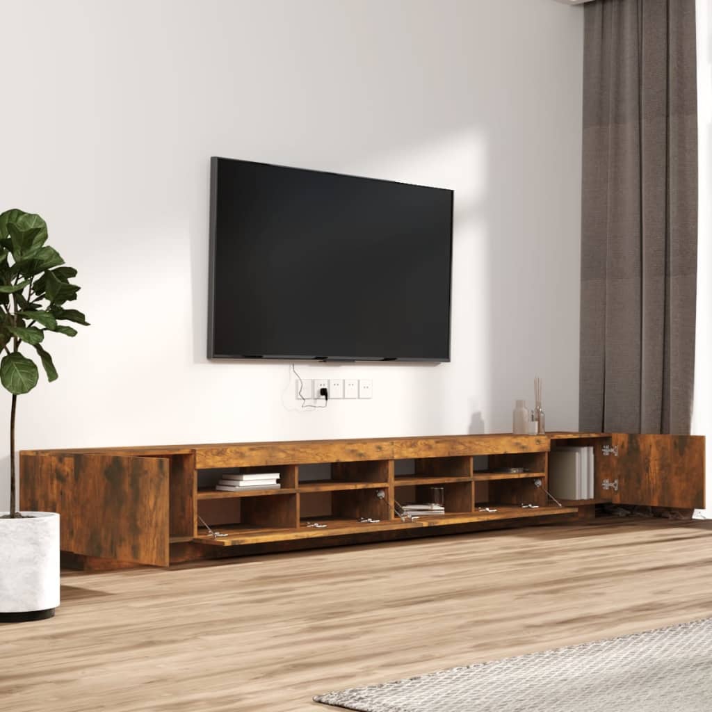3-dijelni set TV ormarića LED boja dimljenog hrasta drveni
