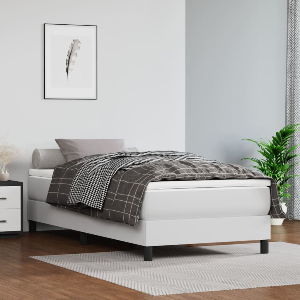 Madrac s džepičastim oprugama srednje tvrdoće bijeli 90x200x20 cm umjetne kože
