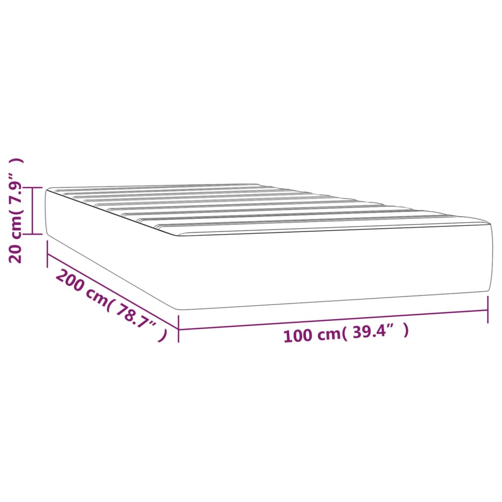 Madrac s oprugama srednje tvrdoće boja cappuccina 100x200x20 cm od umjetne kože
