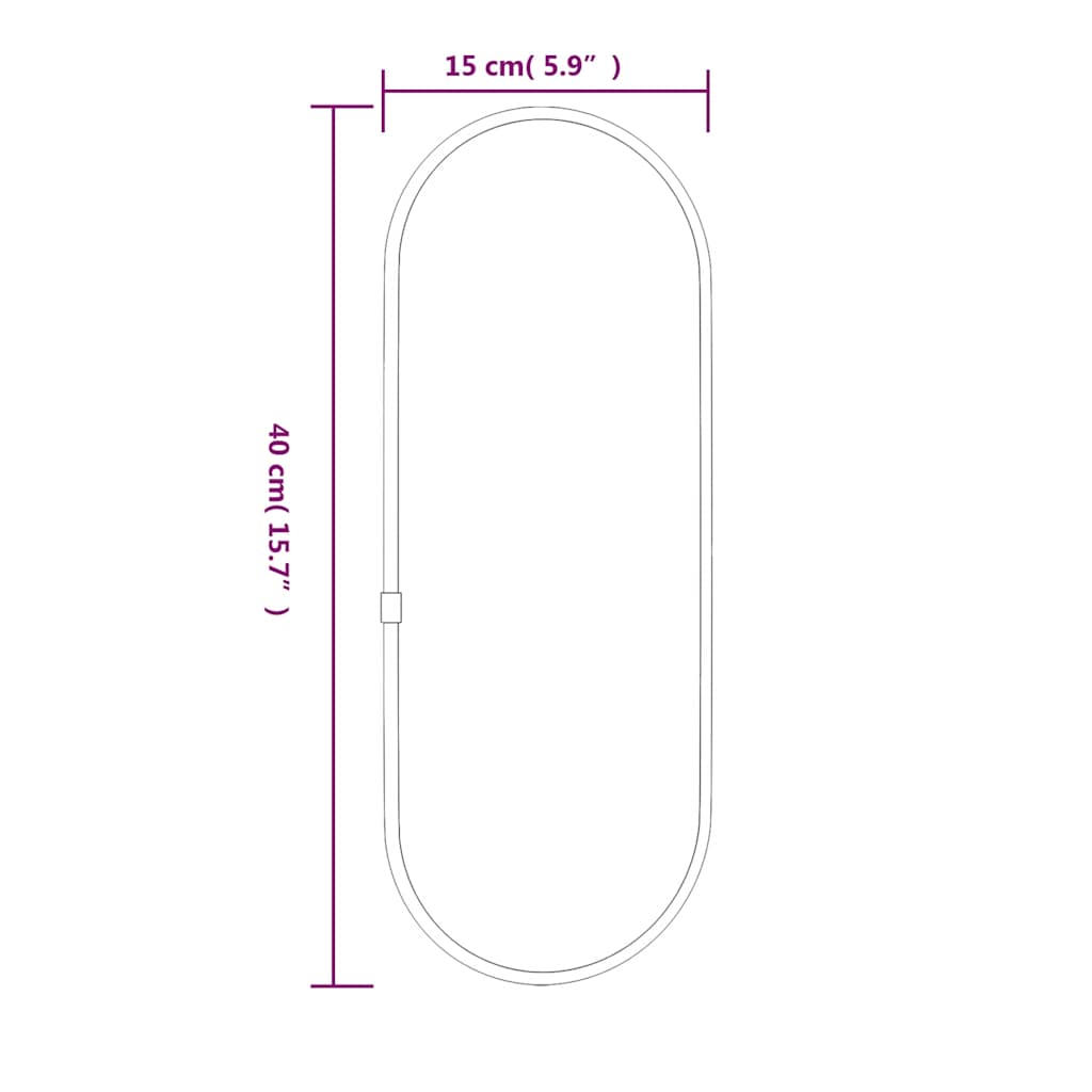 Zidno ogledalo crna 40x15 cm ovalno