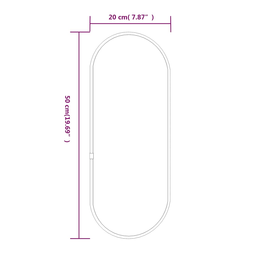 Zidno ogledalo crna 50x20 cm ovalno