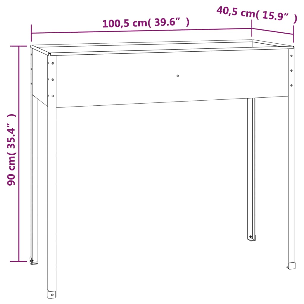 Vrtna sadilica antracit 100,5 x 40,5 x 90 cm pocinčani čelik