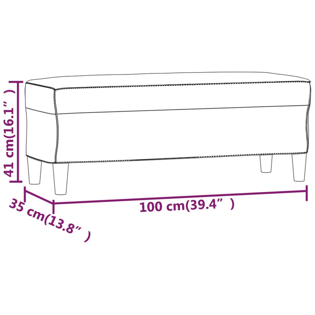 Klupa Crvena boja vina 100x35x41 cm od tkanine