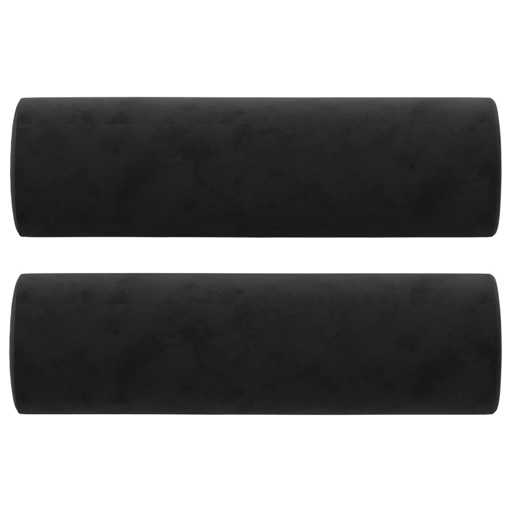 Ukrasni jastuci 2 kom crni Ø 15 x 50 cm baršunasti
