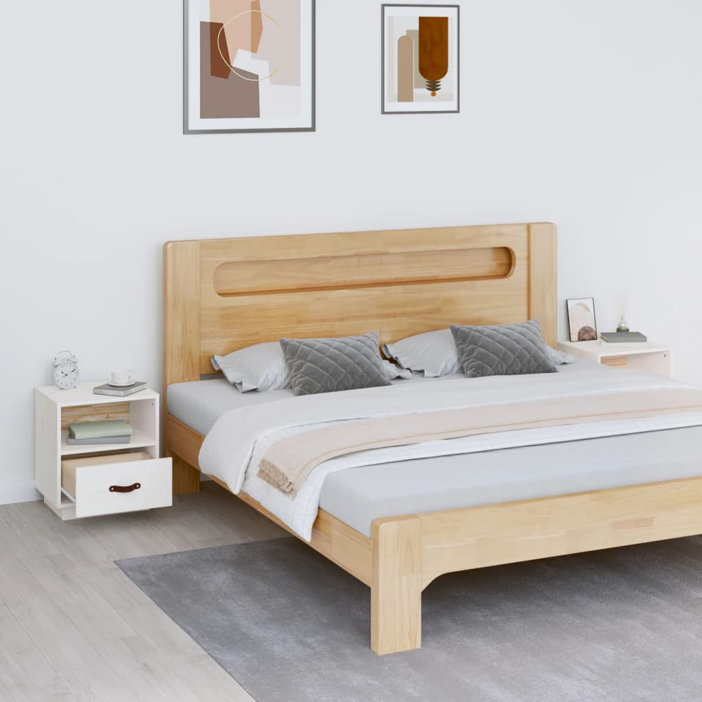 Noćni ormarići 2 kom bijeli 40 x 34 x 45 cm od masivne borovine