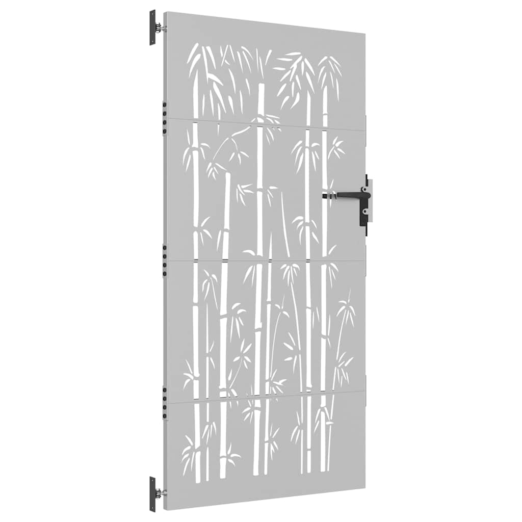 Vrtna vrata 85 x 200 cm od čelika COR-TEN s uzorkom bambusa