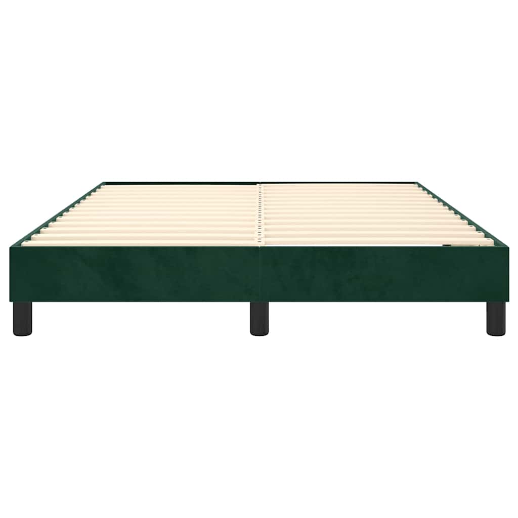 Okvir za krevet s oprugom tamnozeleni 140x200 cm baršunasti