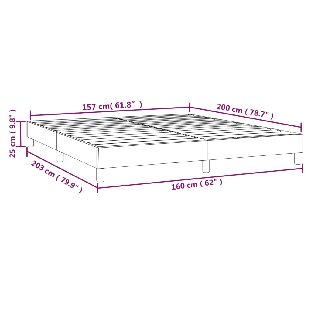 Okvir za krevet s oprugom crni 160x200 cm baršunasti