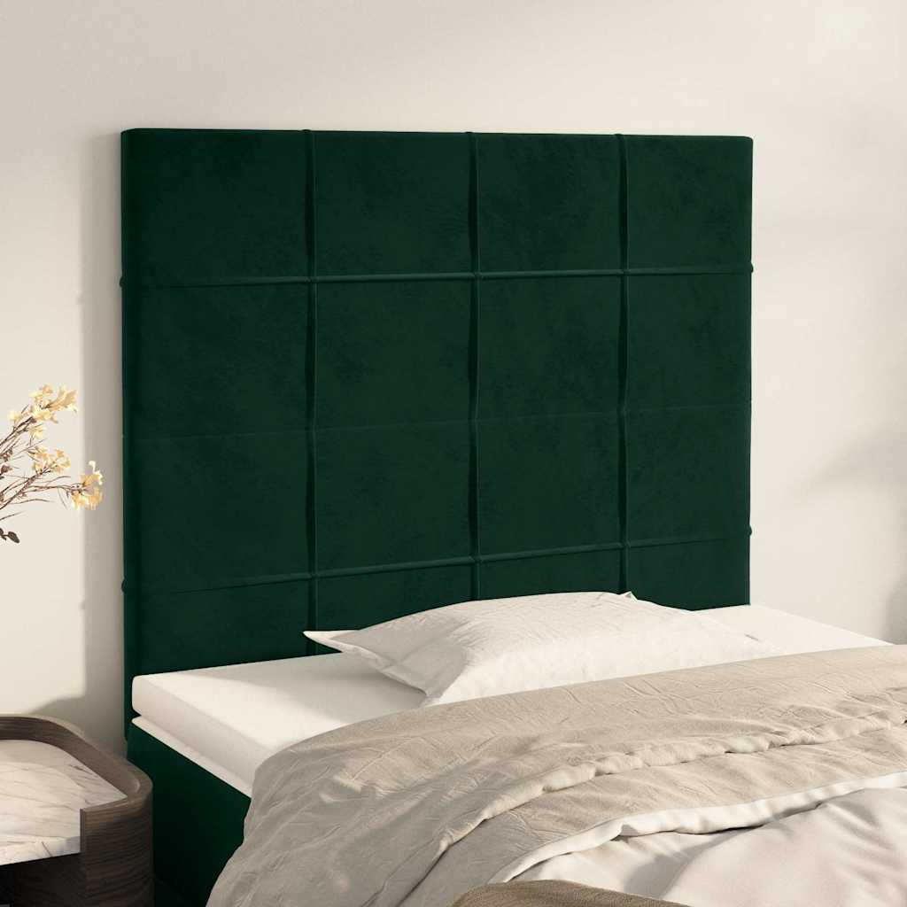 Uzglavlje tamnozeleno 90x5x118/128 cm baršunasto