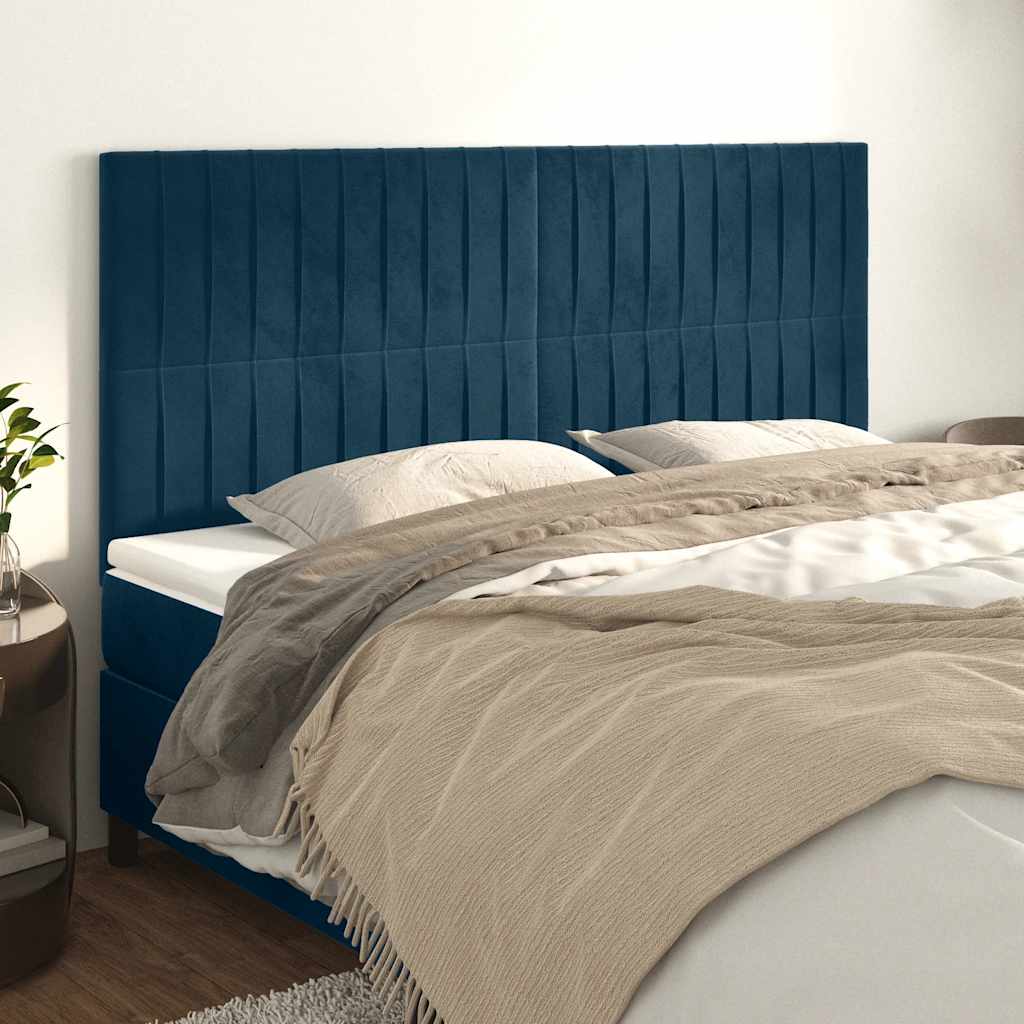 Uzglavlje tamnoplavo 180x5x118/128 cm baršunasto