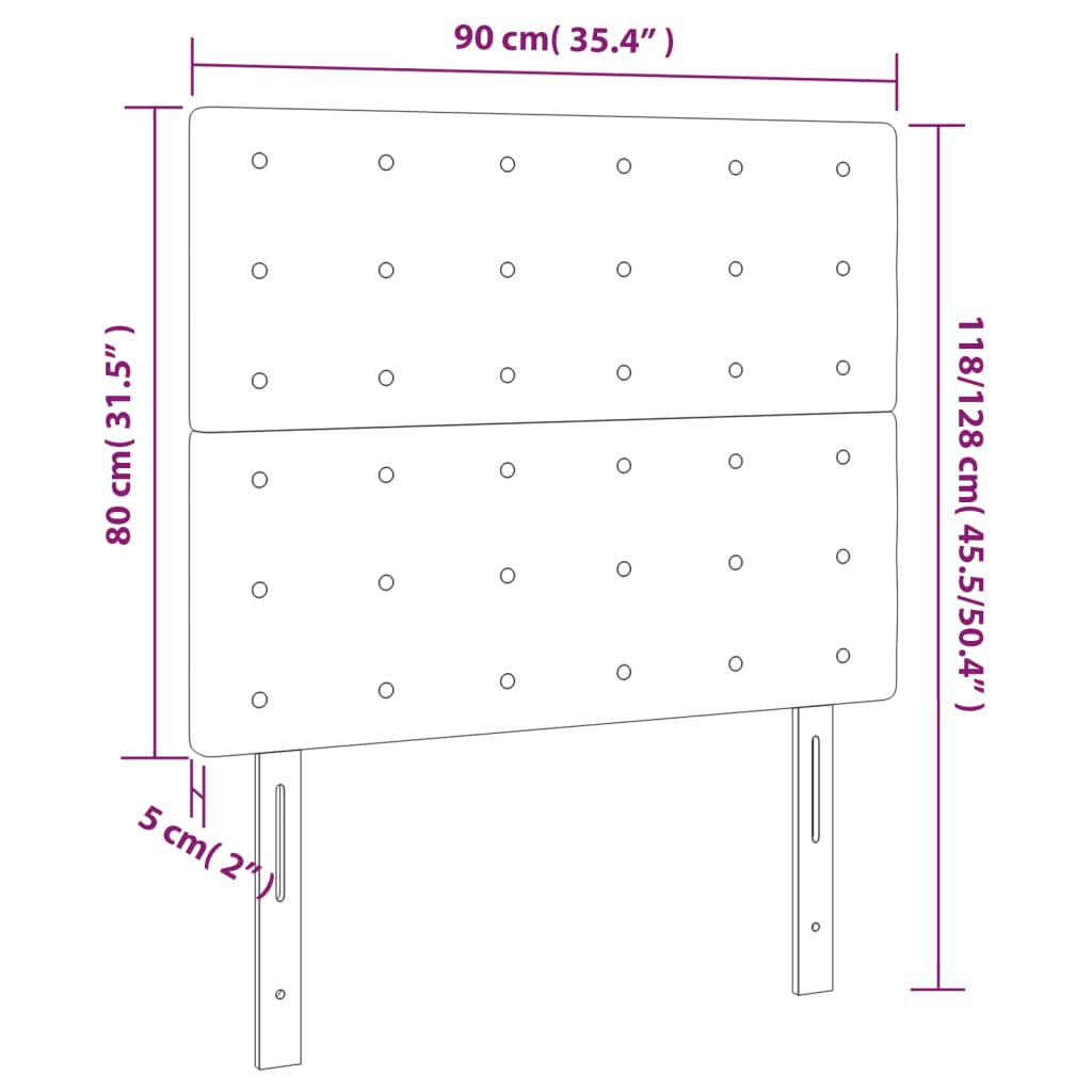 Uzglavlje Crno 90x5x118/128 cm Baršunasto