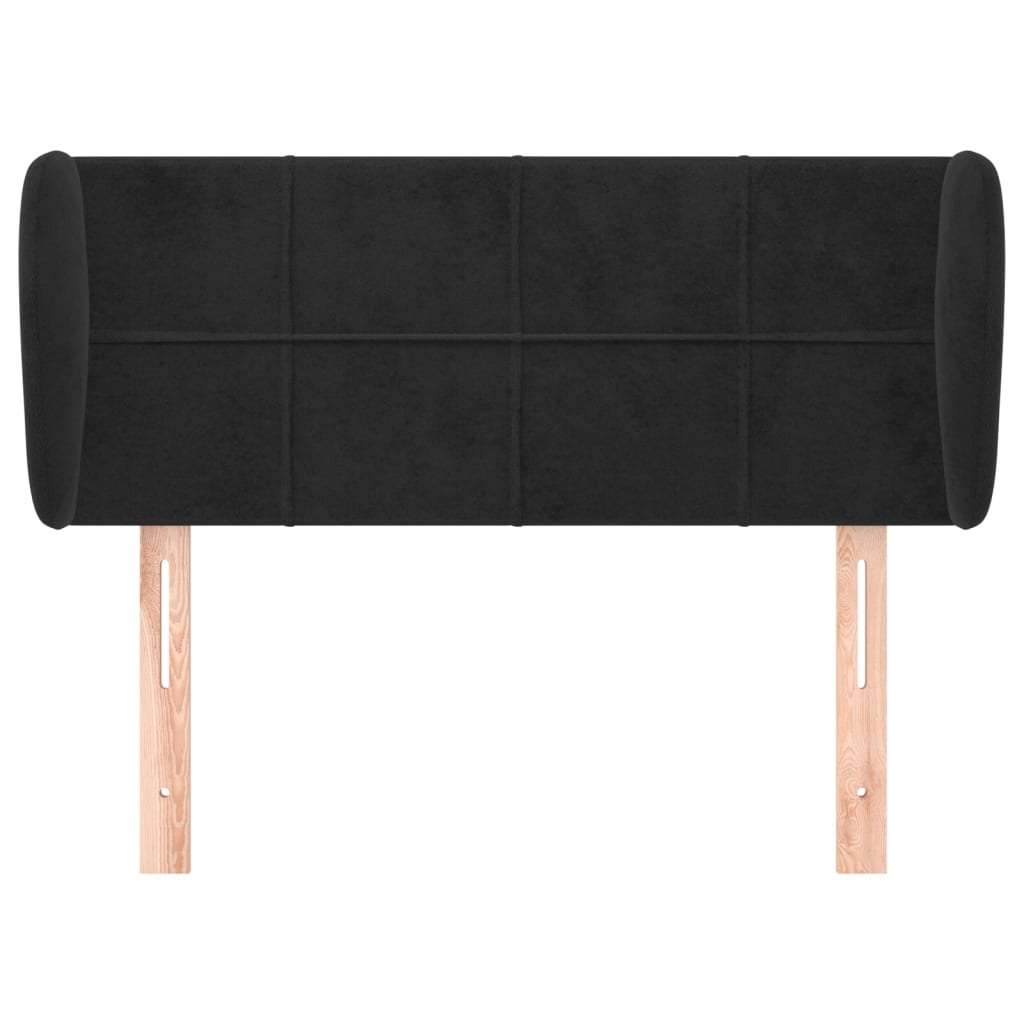 Uzglavlje s ušima crno 83x23x78/88 cm baršunasto