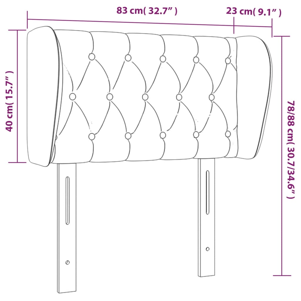 Uzglavlje s ušima ružičasto 83x23x78/88 cm baršunasto