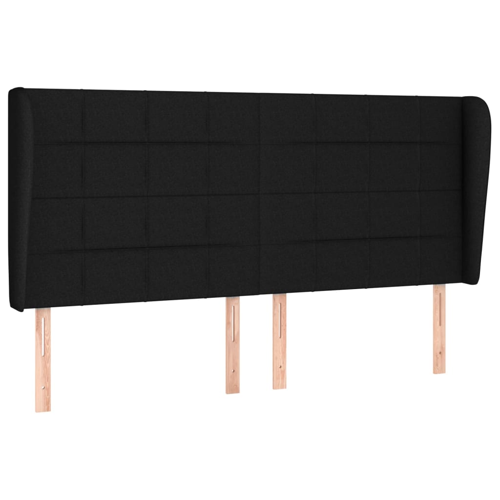 Uzglavlje s ušima crno 163x23x118/128 cm od tkanine