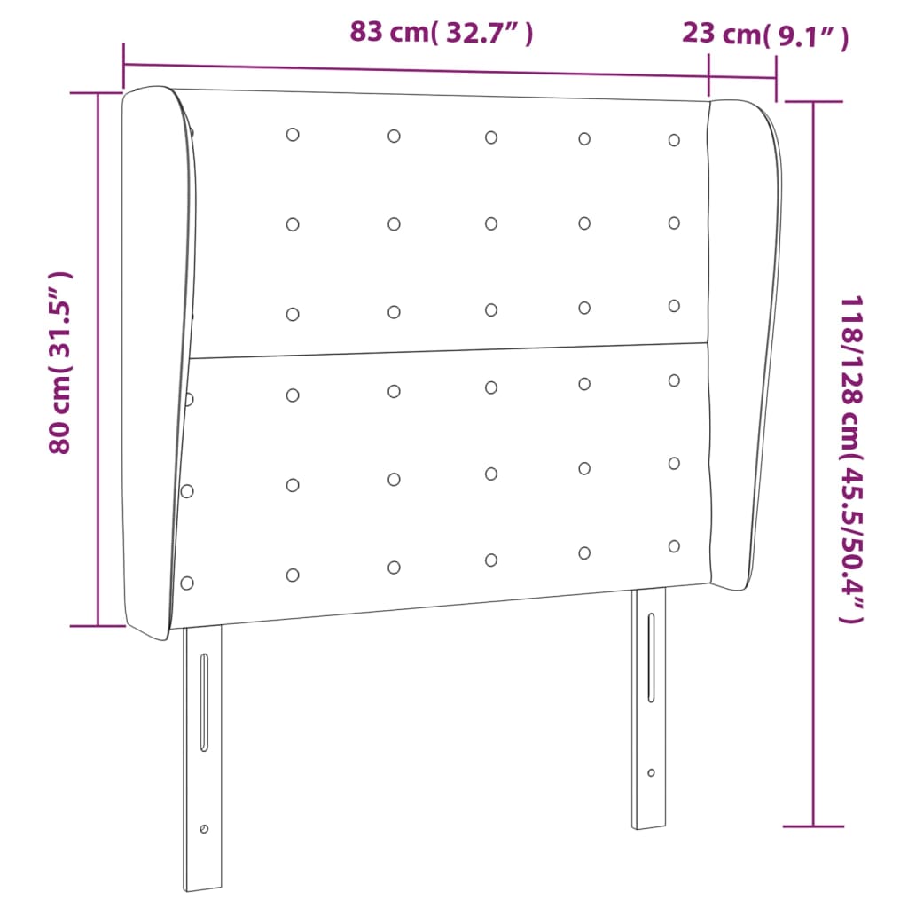 Uzglavlje s ušima sivo 83 x 23 x 118/128 cm od umjetne kože