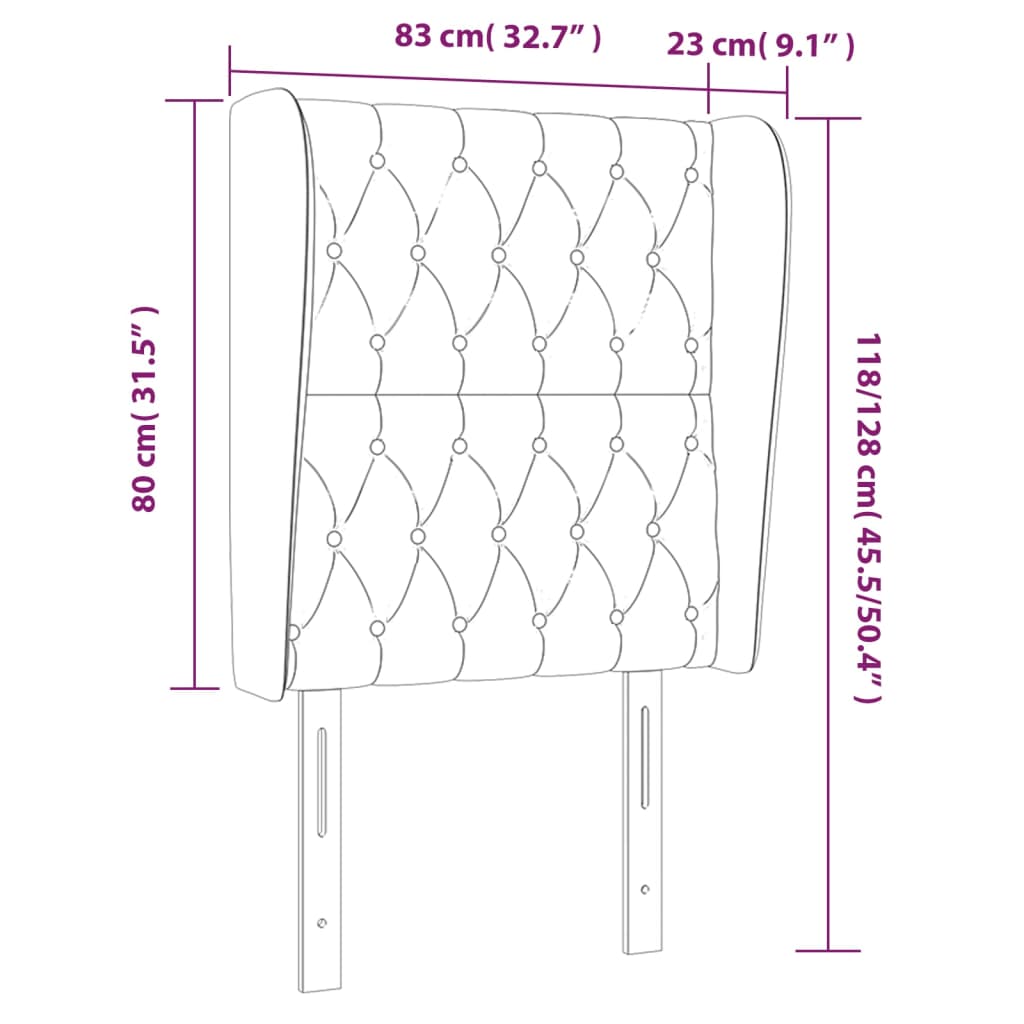 Uzglavlje s ušima krem 83 x 23 x 118/128 cm od tkanine