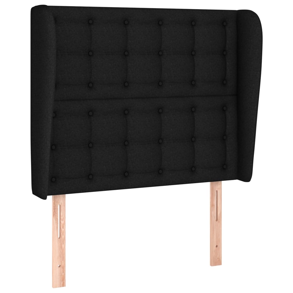 Uzglavlje s ušima crno 83 x 23 x 118/128 cm od tkanine