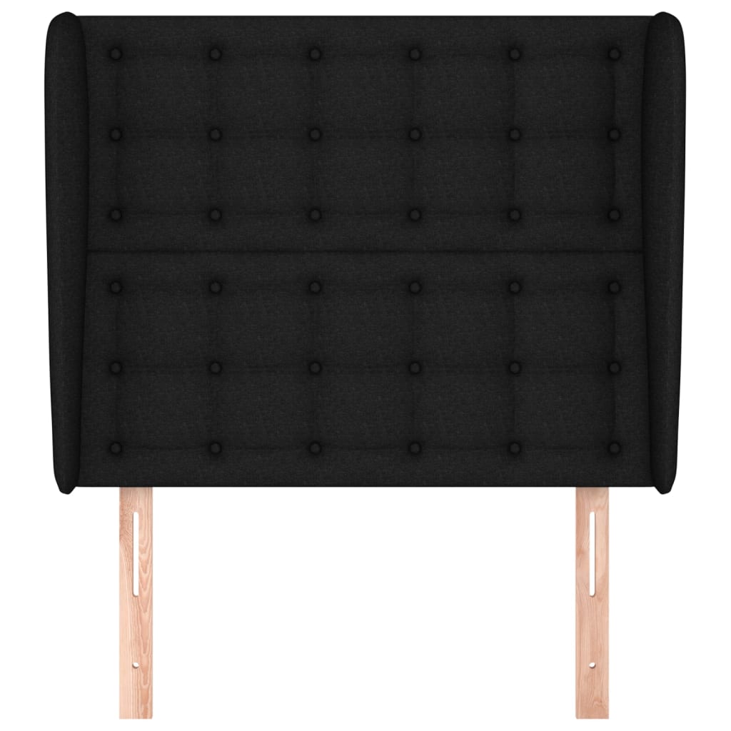 Uzglavlje s ušima crno 83 x 23 x 118/128 cm od tkanine