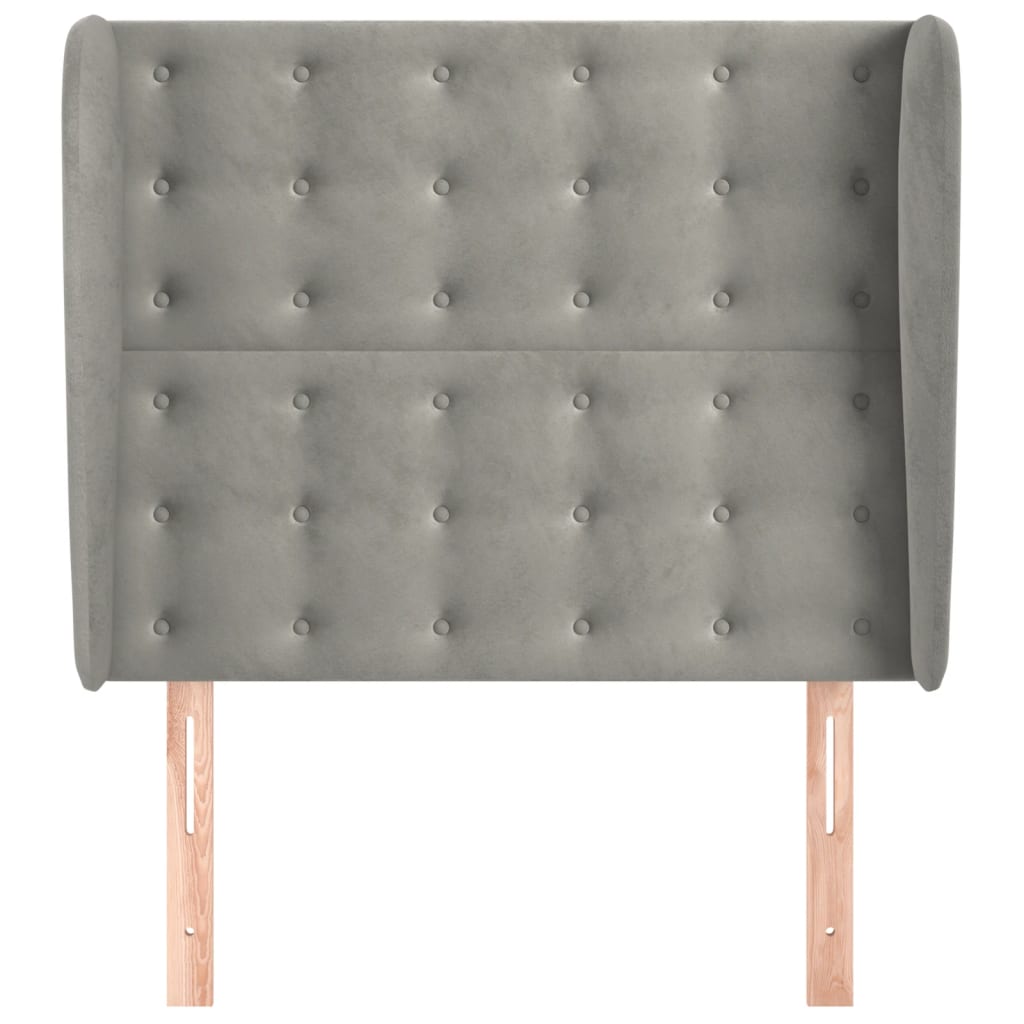 Uzglavlje s ušima svjetlosivo 93x23x118/128 cm baršunasto