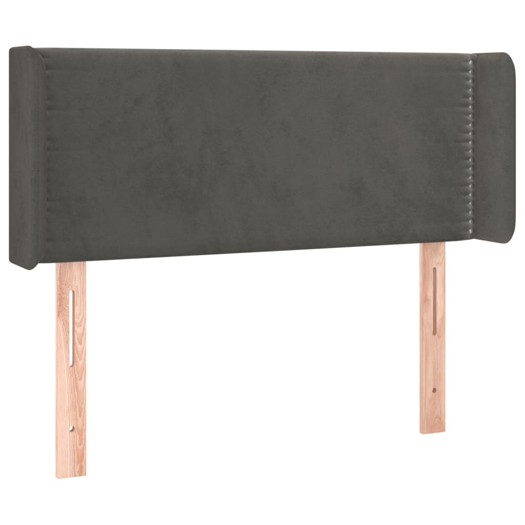 Uzglavlje s ušima tamnosivo 93x16x78/88 cm baršunasto