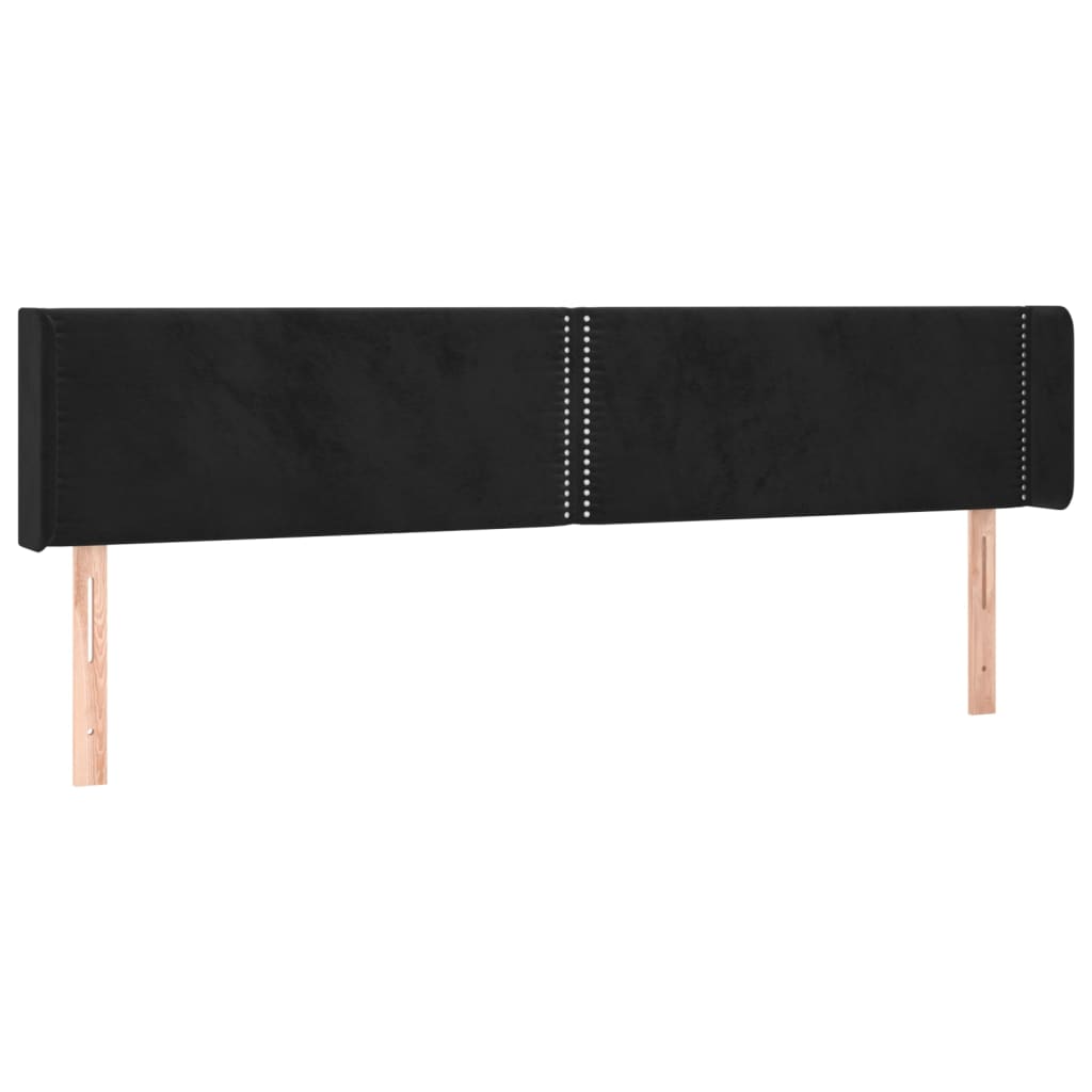 Uzglavlje s ušima crno 163x16x78/88 cm baršunasto