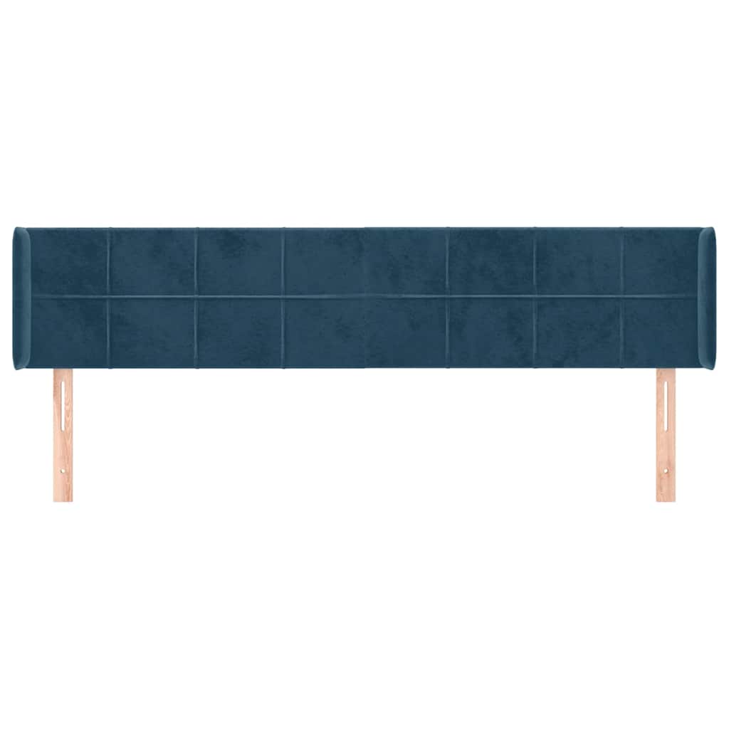 Uzglavlje s ušima tamnoplavo 163x16x78/88 cm baršunasto