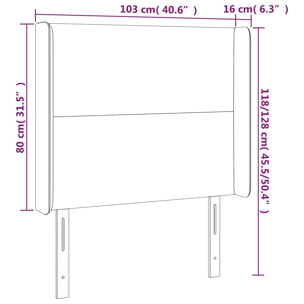 Uzglavlje s ušima plavo 103x16x118/128 cm od tkanine