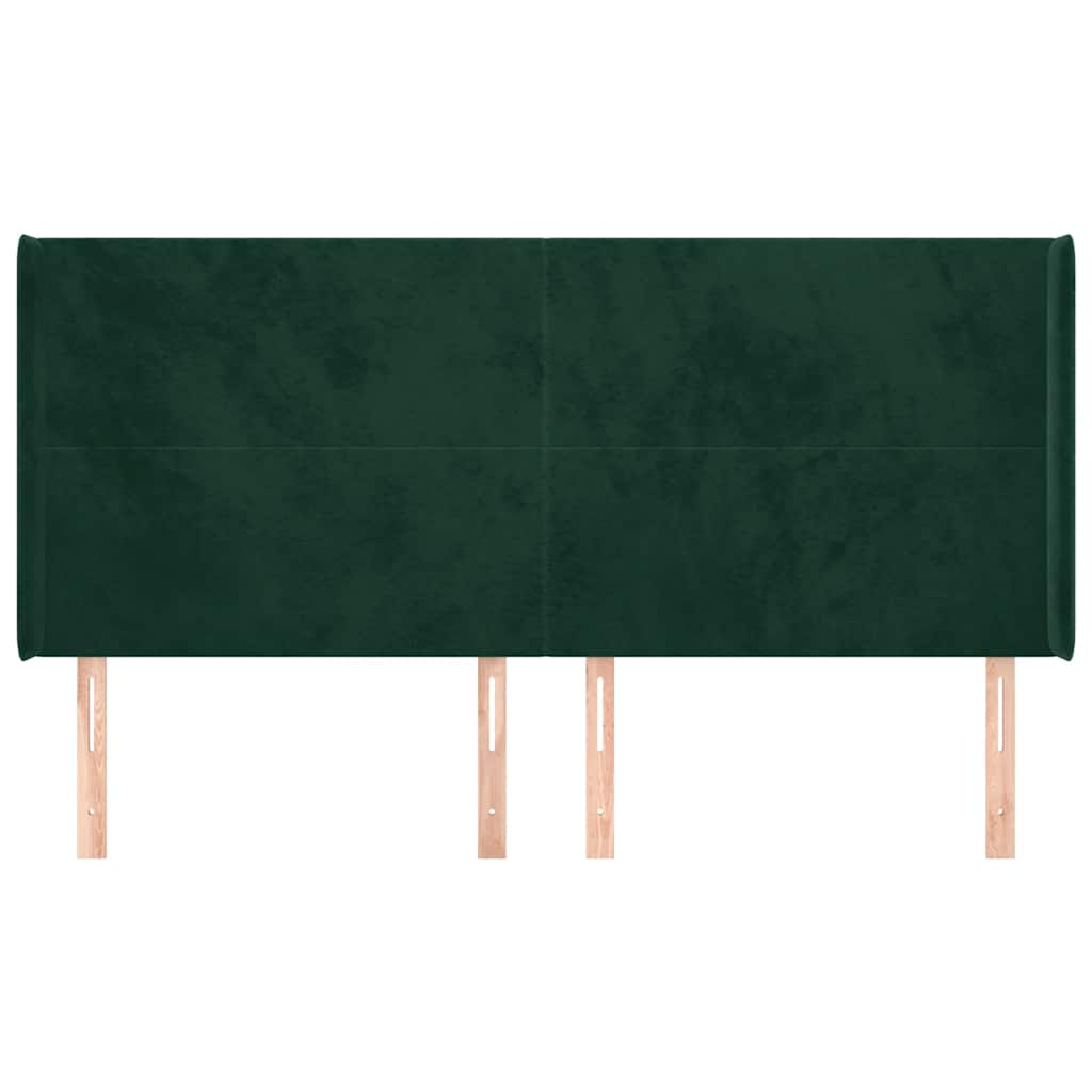 Uzglavlje s ušima tamnozeleno 163x16x118/128 cm baršunasto