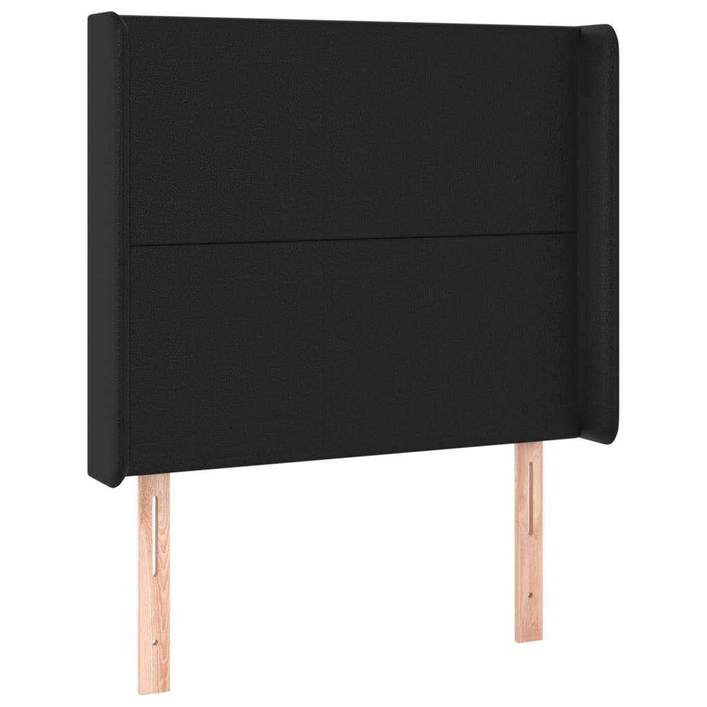 Uzglavlje s ušima crno 83x16x118/128 cm od umjetne kože