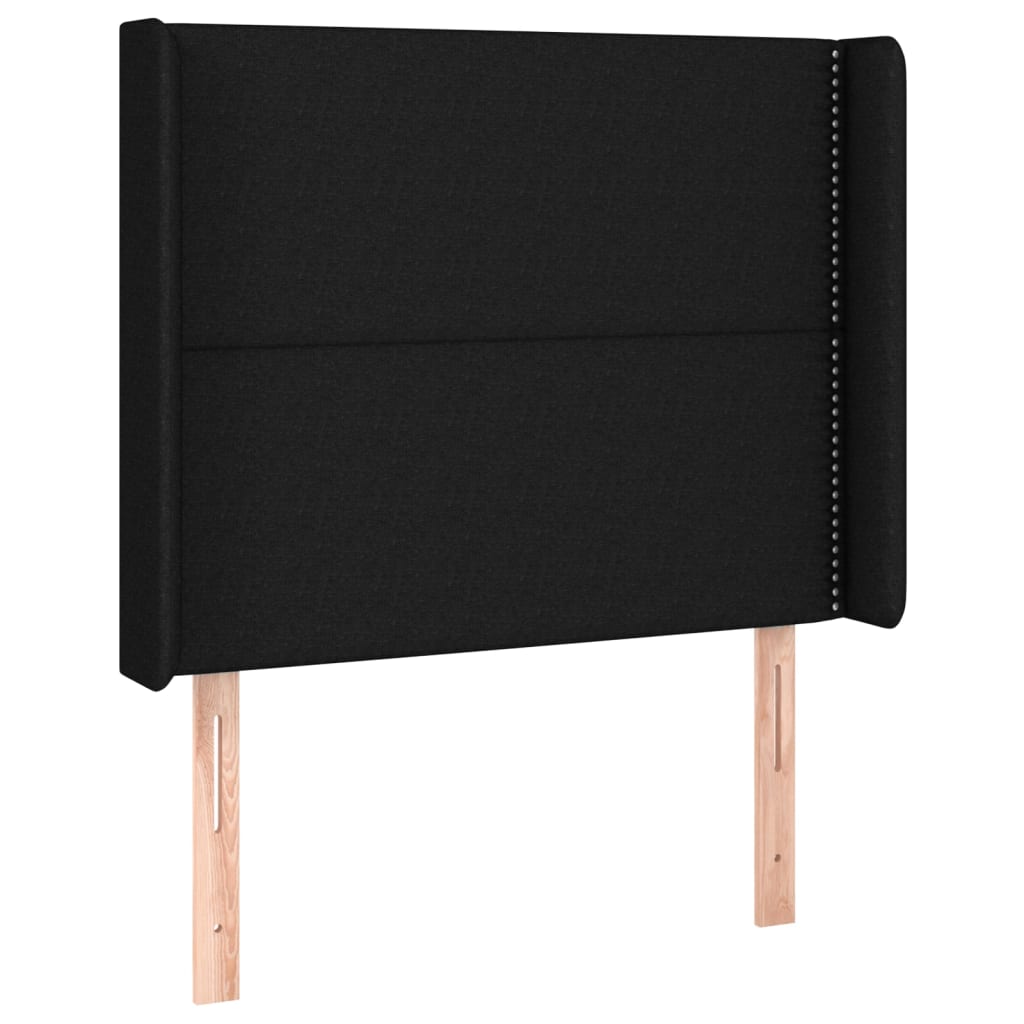 Uzglavlje s ušima crno 93x16x118/128 cm od tkanine
