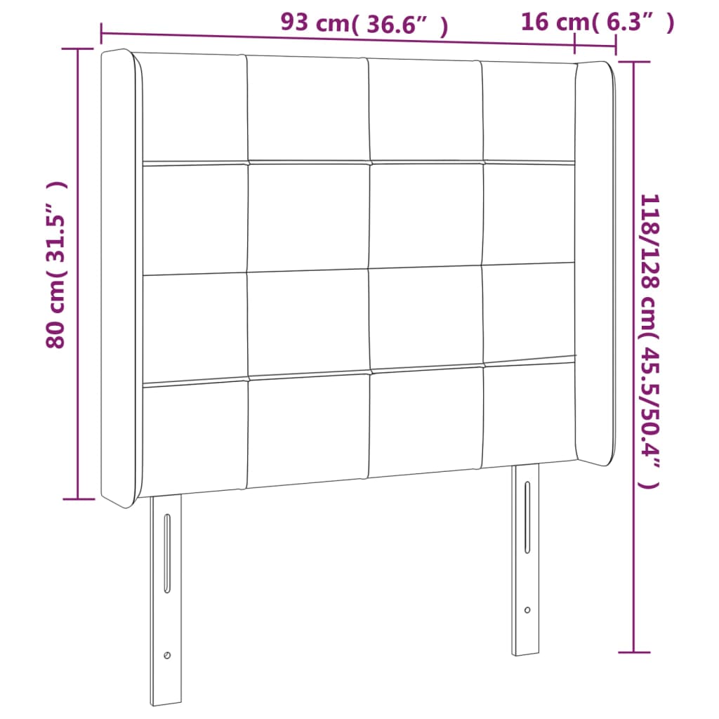 Uzglavlje s ušima krem 93x16x118/128 cm od tkanine