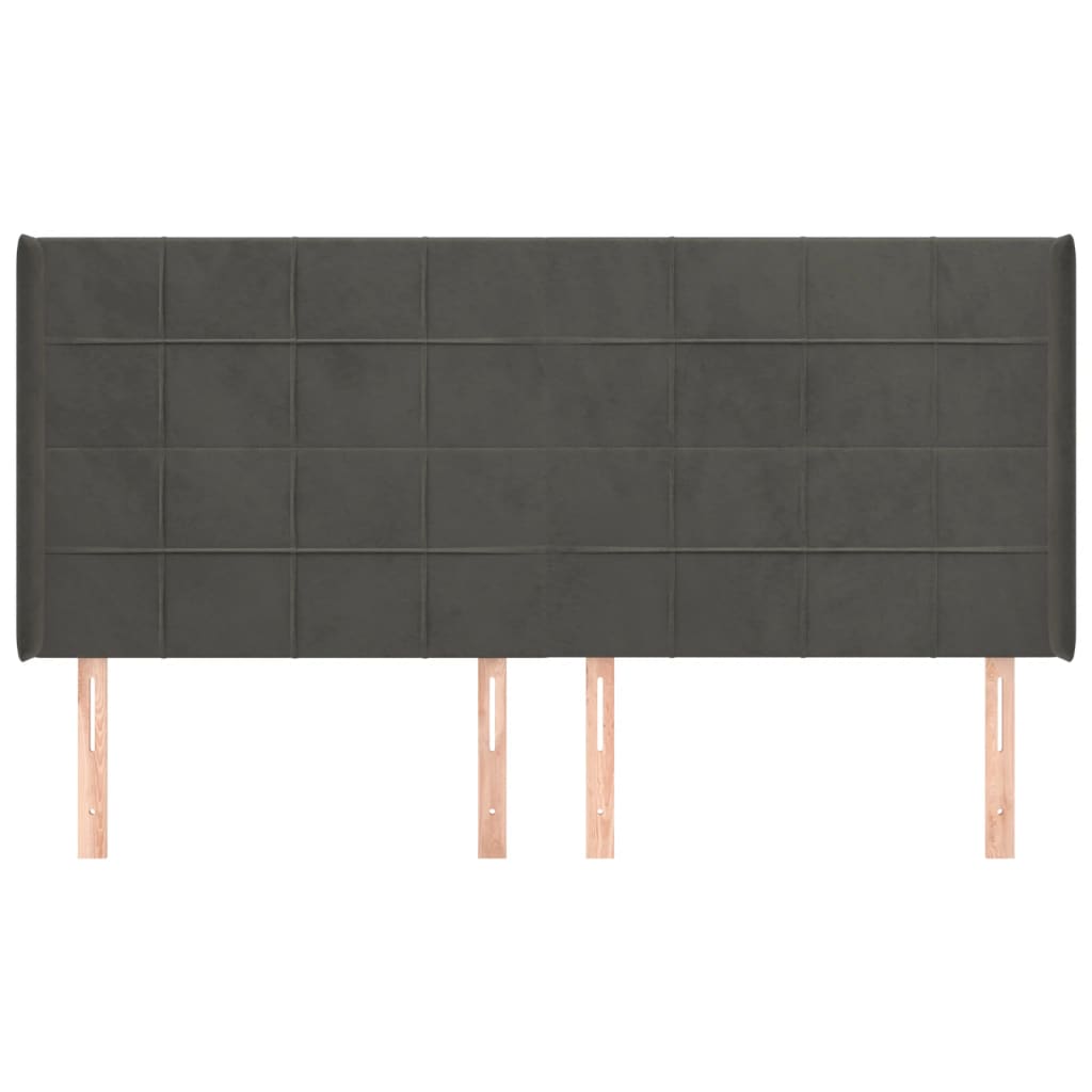 Uzglavlje s ušima tamnosivo 163x16x118/128 cm baršunasto