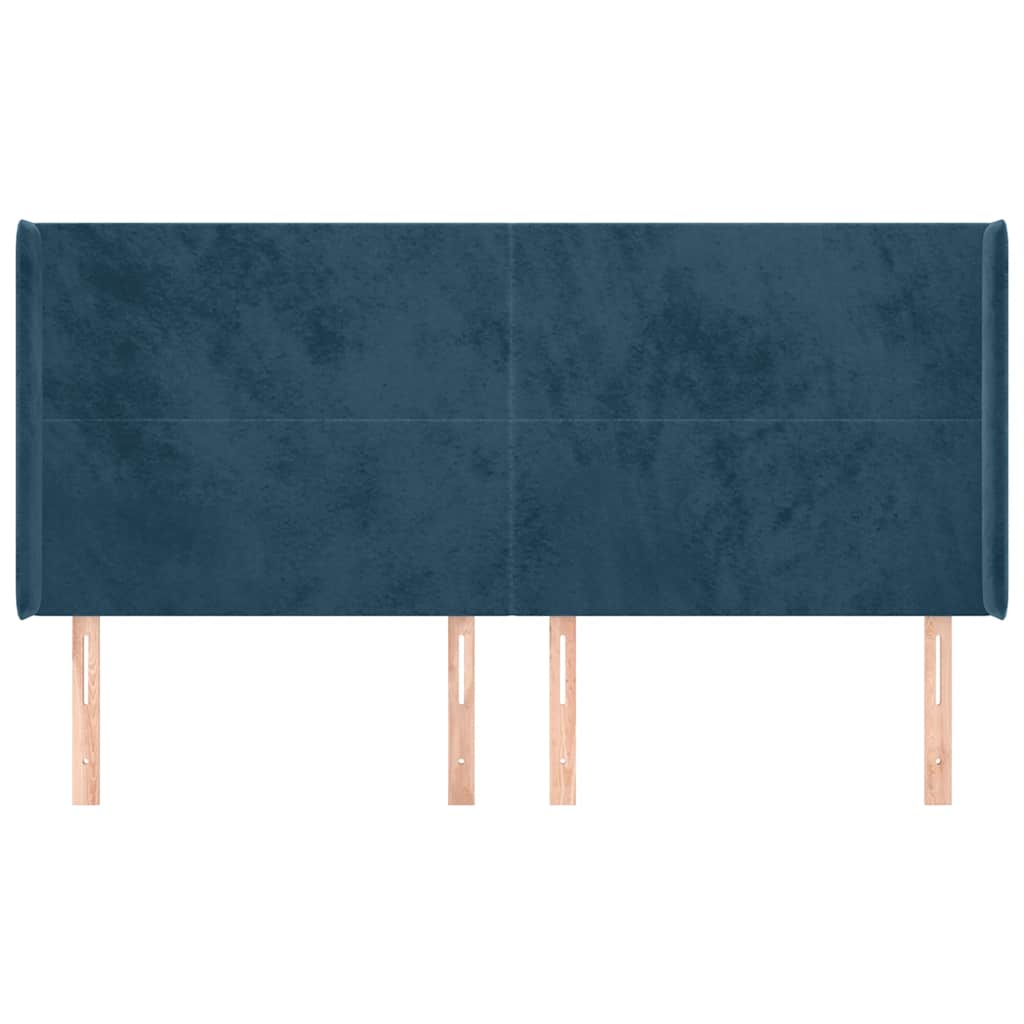 Uzglavlje s ušima tamnoplavo 163x16x118/128 cm baršunasto